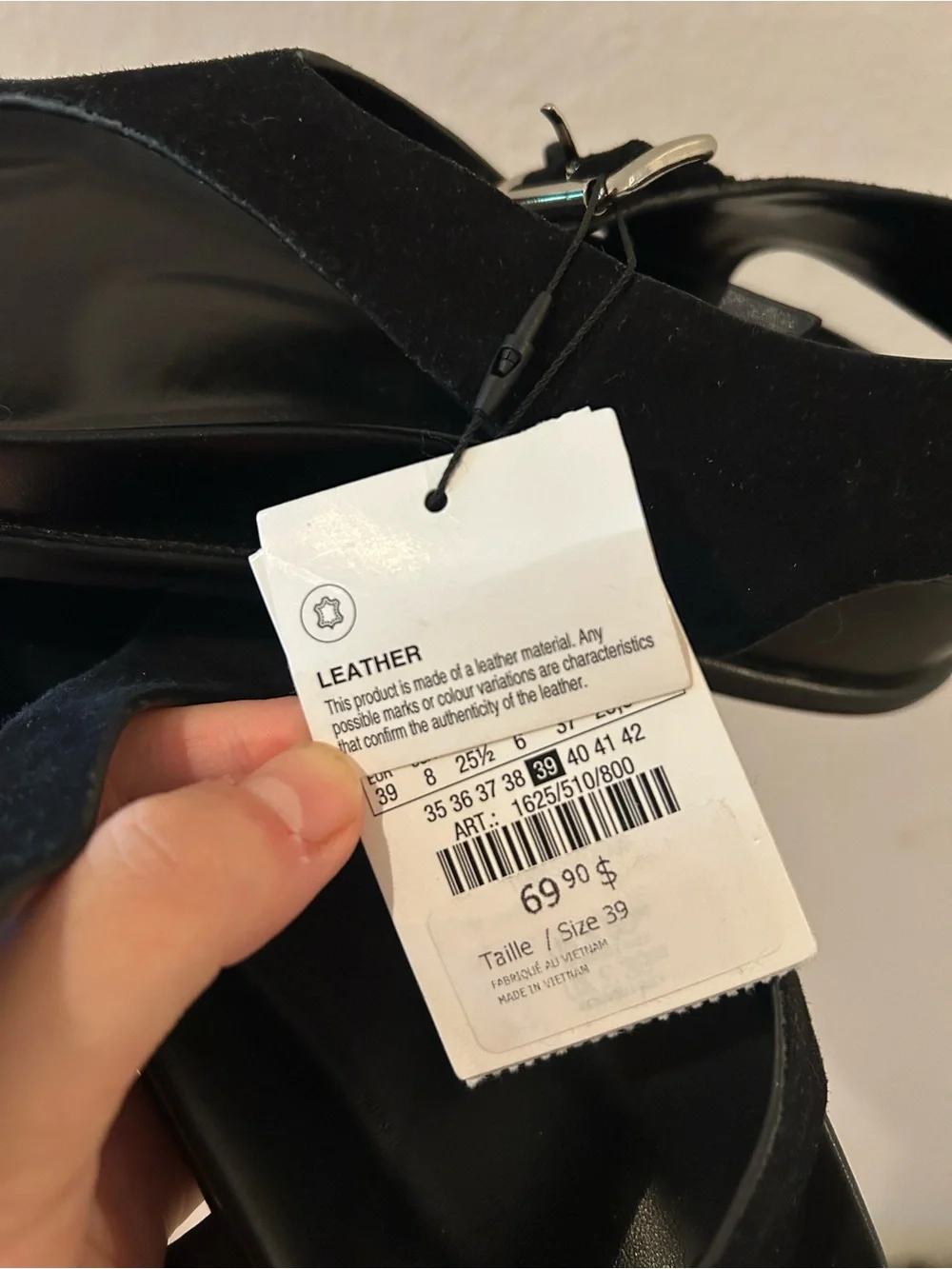 Suede Flat Slingback Sandals - Black - Picture 4 of 4